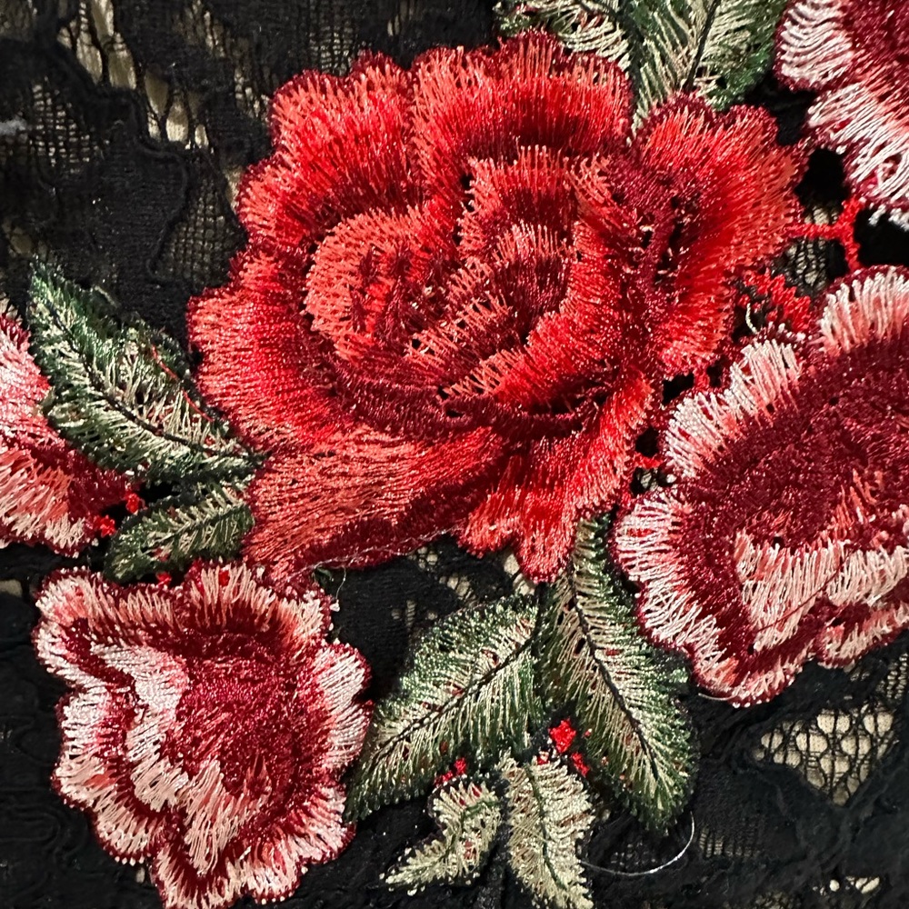 As U Wish Black and Floral Cocktail Party Dress Size Small - Picture 3 of 10